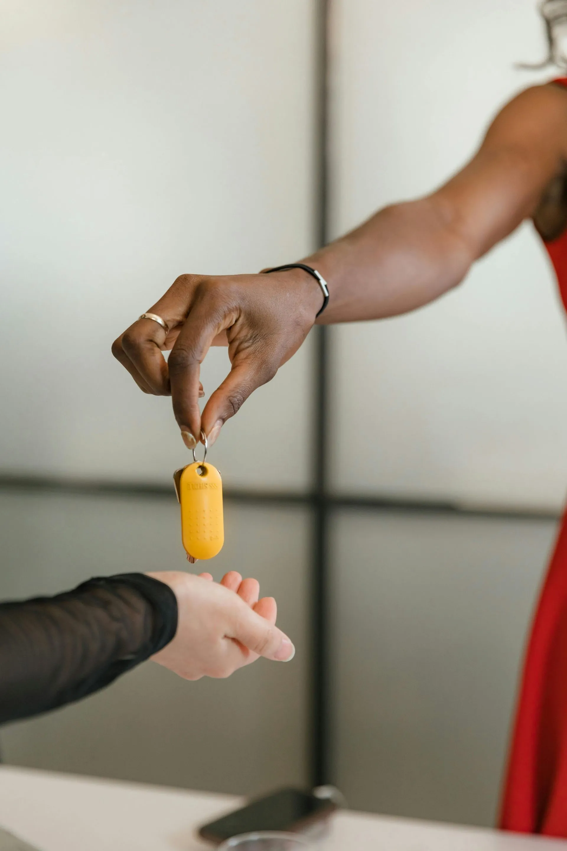 Keys being handed over at the completion of an office fitout